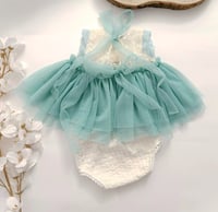 Image 2 of Sitter girls set April | size 9-12 months | turquoise | cream