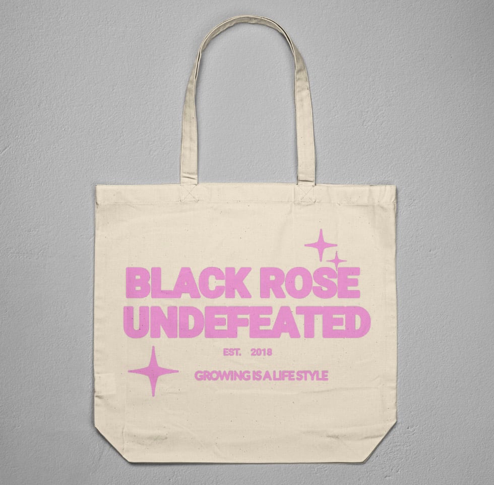 Image of black rose tote bags 