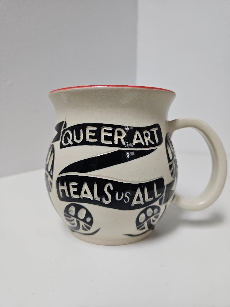 "queer art heals us all" mushie mug (6)