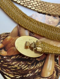 Image 3 of Golden Reverie  Vintage Elastic Belt with Cameo Clasp