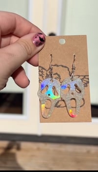 Image 2 of Iridescent Ghost Face Scream Earrings 🤍