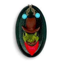 Mini Sculpture: Cowboy Frog with Mustache