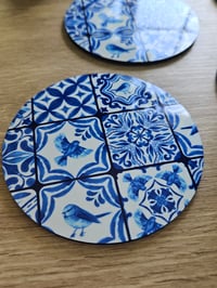 Image 4 of Blue Tile Coasters - 4 pack