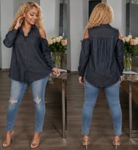 Image 7 of New Large D& Co Open Shoulder Denim Top #1252*10