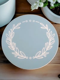 Image 1 of 14" Lazy Susan Turntable Epoxy Resin Art Modern Wreath Steel Blue