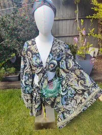 Image 2 of Pefkos co ord sarong set Jade and Gold