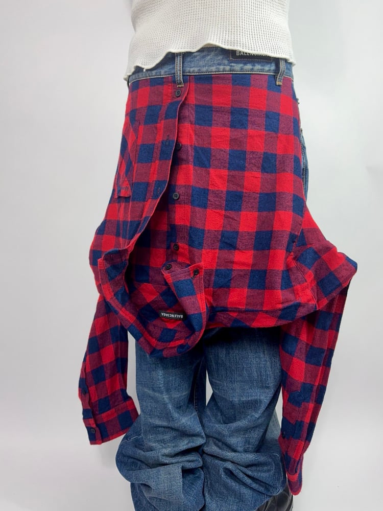 Image of Balenciaga SS21 Hybrid Flannel Denim