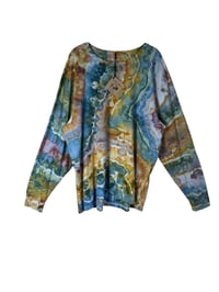 Image 2 of XL Unisex Adult Soft Long Sleeve Tee in Earthy Geode Ice Dye