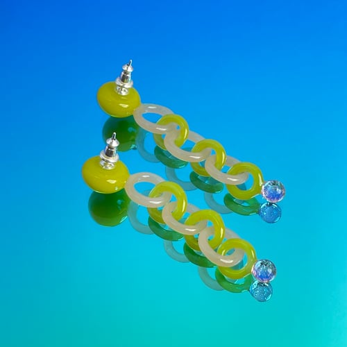 Image of Lime Green Dot Chain Studs
