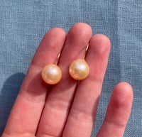 Image 3 of Peach Freshwater Pearl Earrings