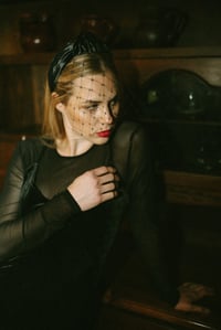 Image 1 of Dahlia Velvet Hairband with Veil