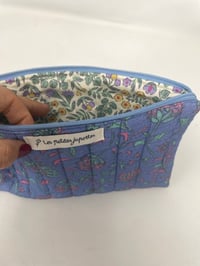 Image 4 of Pochette à livre matelassé double gaze indien bleu