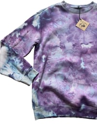 Image 4 of  M Unisex Crew Sweatshirt in Purple Haze Ice Dye