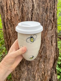 Image 3 of Bee Decorated LARGE Travel Mug With  Lid