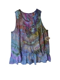 Image 2 of ♻️ UPCYCLED 3X Plus Cotton Top in Muted Watercolor Ice Dye