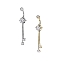 Image 1 of Double Jeweled Dangle Belly Ring