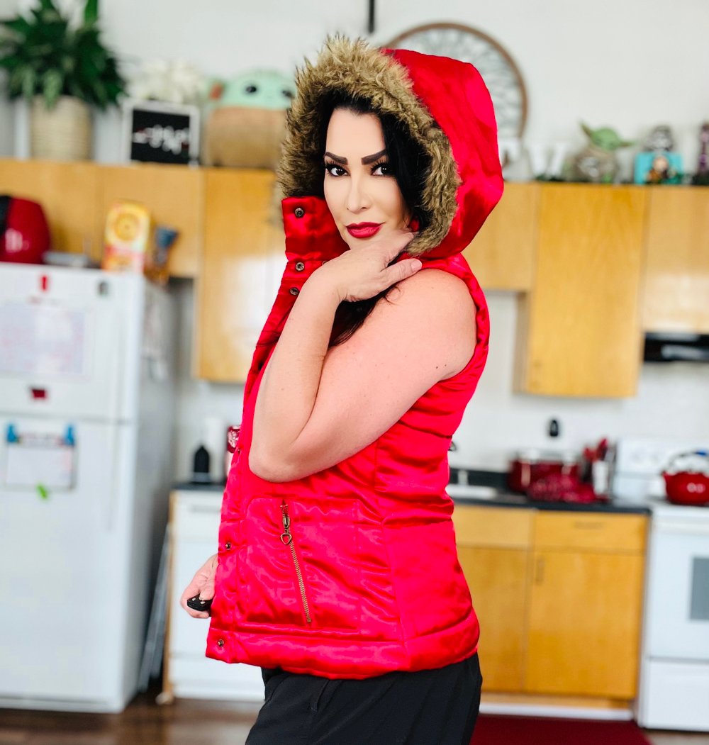 Worn Red Sleeveless Hooded Vest Jacket + Free Signed 8X10