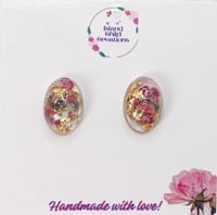 Image 3 of PINK & GOLD FLORAL STUDS