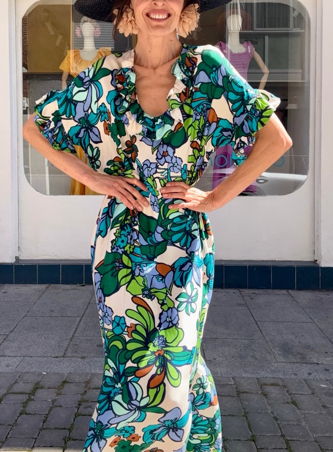 FLORAL RUFFLES KAFTAN