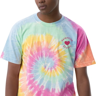 Image of Oversized Tie-Dye Shirt With Embroidered Logo