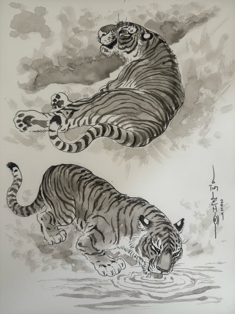 Image of Original Tim Lehi "Tiger Book Art 90" Illustration