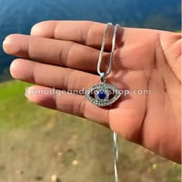 Image 3 of NEW* Silver Rhinestone Evil Eye Necklace 