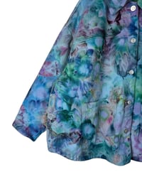Image 5 of 2X PLUS 100% Cotton Oversized Chore Coat in Mermaid Watercolor Ice Dye