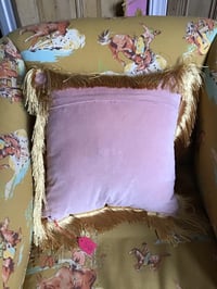 Image 7 of Pink Velvet Black Trim Tiger Cushion