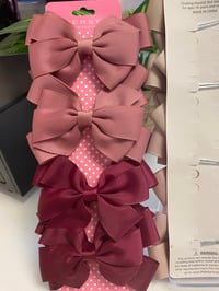 Image 1 of 4pc Bow Set Burgundy/Pink 