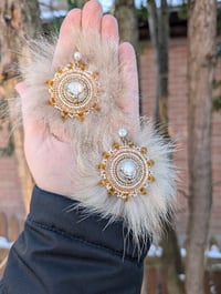 Image 2 of Winter Shimmer wolf fur earrings 