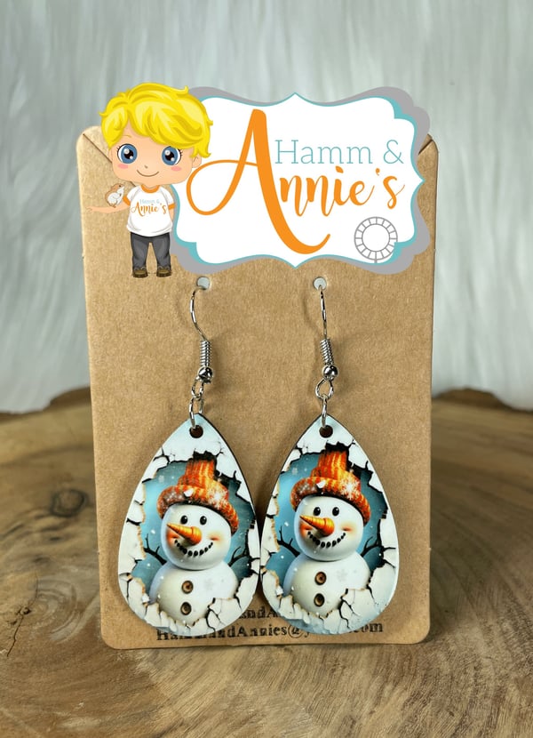 Image of Snowman Teardrop Earrings