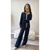 Navy and Cream Half Zip Tracksuit 