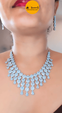 Image 4 of Nyra White-Stunning AD Necklace Set with Earrings