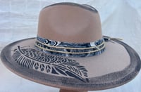 Image 2 of Brown Fedora Painted Feathers & Print Band
