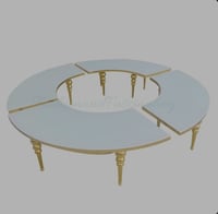 Image 1 of Kid Sepantine table for rent only stainless steel frames with glass top  each half is $200