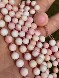 Image 2 of Pink Conch Shell Mala, Queen Conch Shell 108 Bead Japa Mala Hand Knotted Shell Necklace