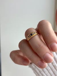Image 1 of Sapphire & Diamond Boat Ring