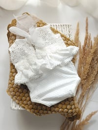 Image 3 of Newborn girls body-dress for photoshoots | Andrea | off white