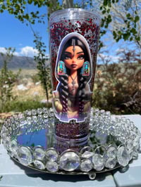 Image 1 of Red and Black Snowglobe Tumbler