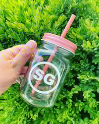 Image 1 of Glass Cup w/ lid 