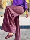 DARK PINK PLEATED VELVET PANTS