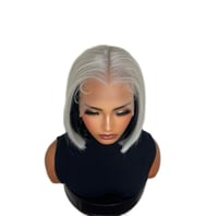 Image 4 of Storm Silver Shadow Bob Lace Front Wig - Sleek Silver Hair Style for Stylish Look