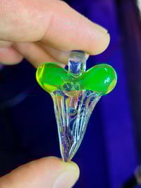 Image 1 of Uv reactive/dichro glass shark tooth pendant with 