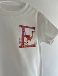 Image 1 of Pink Dinosaur Initial T-Shirt