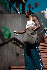 Image 6 of zuberi studios x DTHB utility tote- moss & cream 