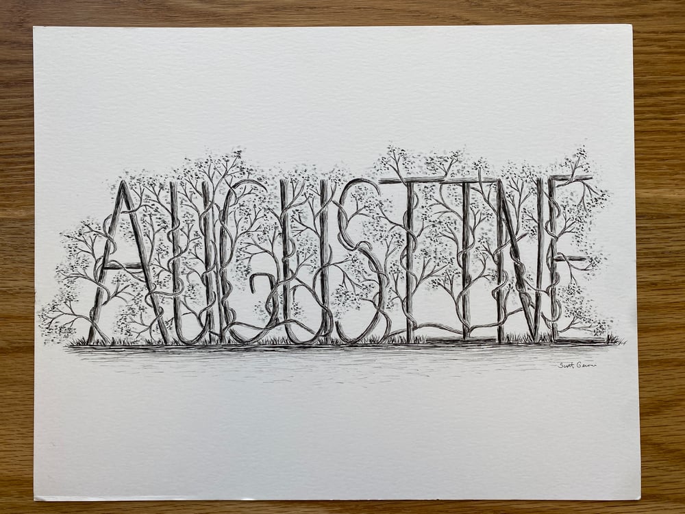 Image of Custom Illustrated  Name with Vines (black ink)