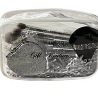 Glitter Silver Makeup Brush Travel Set 