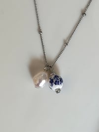 Image 2 of Stainless Strel Ceramic Pearl Necklace