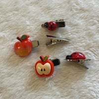 Image 1 of ladybug & apple hair clips