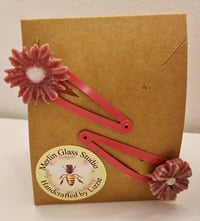 Fused Glass Pink Daisy Hair Clip- 2 pack